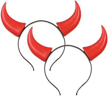 Atosa Halloween/vrijgezellenfeest verkleed diadeem - 2x - duivel hoorntjes - kunststof - dames