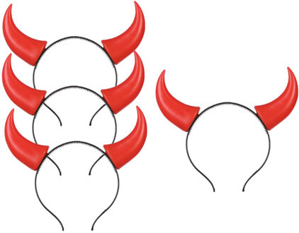 Atosa Halloween/vrijgezellenfeest verkleed diadeem - 4x - duivel hoorntjes - kunststof - dames