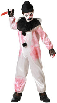 Atosa Horror Clown verkleed kostuum Pierrot - zwart/wit - voor kinderen - mime speler 116 (5-6 jaar)