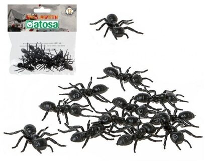 Atosa Horror decoratie mieren - 12x - plastic - 5 cm - Halloween tafel strooi mieren - dieren