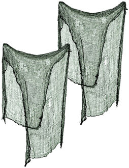 Atosa Horror/halloween deco wand/muur/plafond gordijn - 2x - groen - 190 x 75 cm - stof met griezelige uit