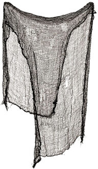 Atosa Horror/Halloween deco wand/muur/plafond gordijn - zwart - 183 x 76 cm - stof met griezelige uitstral