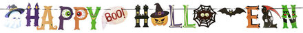 Atosa Horror/halloween letterslinger - Happy Halloween - papier - 250 cm - Feestartikelen/versiering Multi