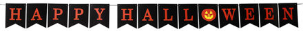 Atosa Horror/halloween letterslinger - Happy Halloween - papier - 300 cm - Feestartikelen/versiering - Feestslingers Zwart