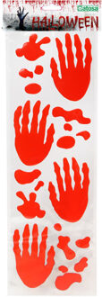 Atosa Horror/halloween raamsticker - Bloederige handen en spetters - 46 x 13 cm - Feestartikelen/versierin