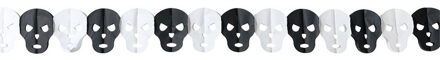 Atosa Horror/halloween thema feestslinger - Schedels - papier - 300 cm - Feestartikelen/versiering Zwart