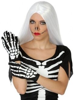 Atosa Horror skelet handshoenen zwart/wit voor dames
