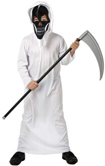 Atosa Horror verkleed kostuum magere Hein/spook - wit - 2-delig - kinderen - Halloween Carnavalskostuum 116 (5-6 jaar)