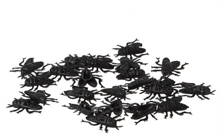 Atosa insecten - 24x stuks - zwart - kunststof - halloween - horror