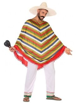 Atosa Mexicaanse poncho verkleedpak - kostuum - voor heren - Mexico thema - carnavalskleding