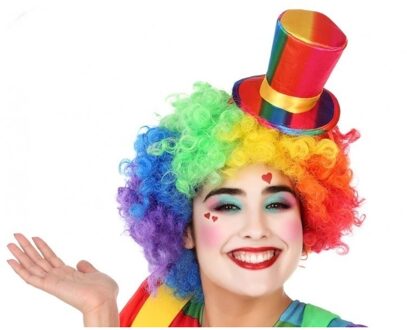 Atosa Mini hoge clownshoed verkleed accessoire voor volwassenen