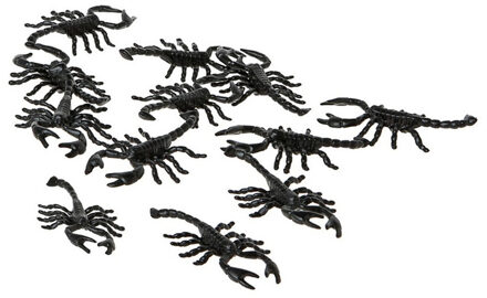 Atosa Nep schorpioenen/insecten - set 12x stuks - kunststof - 7 cm - zwart - Halloween/horror