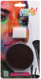 Atosa OIL grimeer schmink met sponsje - bruin - 6 gram - carnaval/verkleed thema