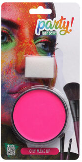 Atosa OIL grimeer schmink met sponsje - roze - 6 gram - carnaval/verkleed thema
