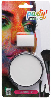 Atosa OIL grimeer schmink met sponsje - wit - 6 gram - carnaval/verkleed thema