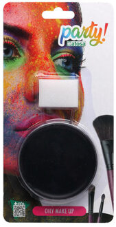 Atosa OIL grimeer schmink met sponsje - zwart - 6 gram - carnaval/verkleed thema