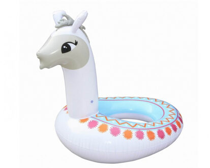 Atosa Opblaas alpaca/lama dieren 95 cm zwemband/zwemring - Zwembanden Wit