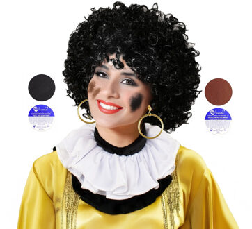 Atosa Pieten set - pruik - kraag - schmink - oorbellen - sinterklaas en piet - verkleden