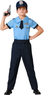 Atosa Politie agent verkleed kostuum - blauw - voor kinderen - 4-delig 116 (5-6 jaar)