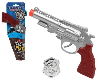 Atosa Politie speelgoed pistool zilver 27 cm