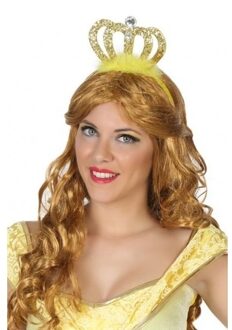 Atosa Prinses/koningin verkleed diadeem met gouden kroon