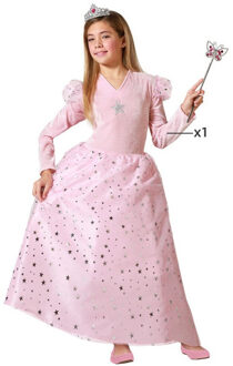 Atosa Prinsessen verkleed jurk luxe - roze - met sterren - Fee/prinses - voor kinderen