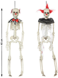 Atosa Set van 2x horrorclowns skelet hangdecoratie poppen - 40 cm - Halloween versiering - kunststof Multi