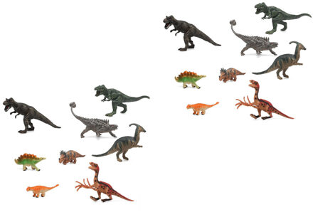 Atosa Speelgoed dinosaurussen dieren speelfiguren - set 16x stuks - kunststof - tussen 5 -13 cm