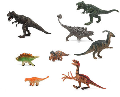 Atosa Speelgoed dinosaurussen dieren speelfiguren - set 8x stuks - kunststof - tussen 5 -13 cm