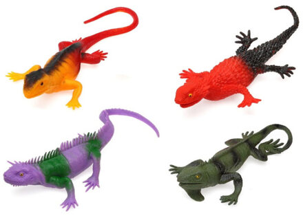 Atosa Speelgoed hagedissen dieren speelfiguren - set 4x stuks - kunststof - tussen 20 - 25 cm Multi