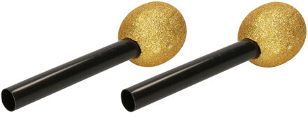 Atosa Speelgoed microfoon - 2x - goud - kunststof - 22 cm - Verkleedattributen Goudkleurig