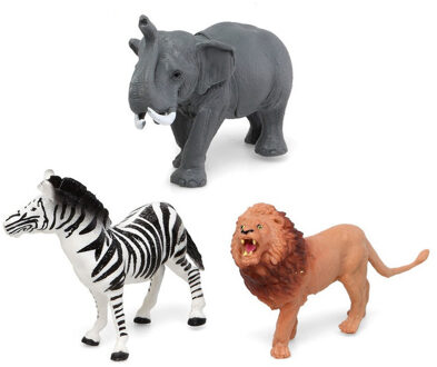 Atosa Speelgoed safari jungle dieren figuren 3x stuks 10 x 8 cm - Speelfigurenset