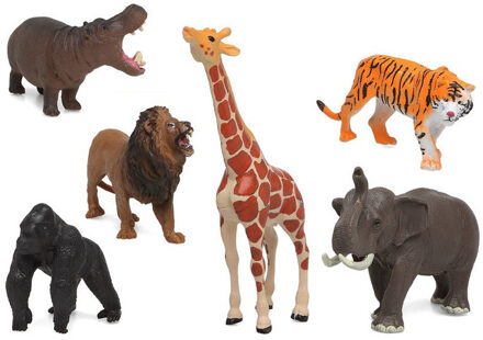 Atosa Speelgoed safari jungle dieren figuren 5x stuks variabele afmetingen 17 x 8 cm tot 6 x 7 cm Multi