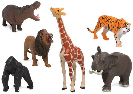 Atosa Speelgoed safari jungle dieren figuren 5x stuks variabele afmetingen 17 x 8 cm tot 6 x 7 cm - Speelfigurenset