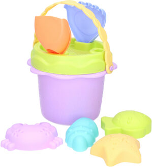 Atosa Strand/zandbak speelgoed set - emmer/schepjes met vormpjes - plastic - peuter/kind - dieren thema Paars