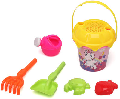 Atosa Strand/zandbak speelgoed set - emmer/schepjes met vormpjes - plastic - peuter/kind - eenhoorn