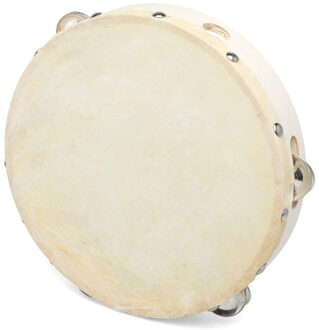 Atosa Tamboerijn trommel - hout - 19 cm - muziek instrumenten - voor kinderen/volwassenen Creme
