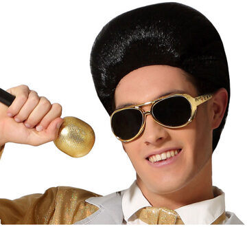 Atosa Verkleed bril Elvis/rockster - goud - kunststof - Rock and roll thema accessoires