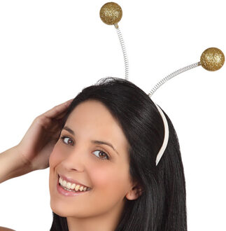 Atosa Verkleed diadeem discoballen/Aliens sprieten - goud - meisjes/dames - Carnaval Goudkleurig