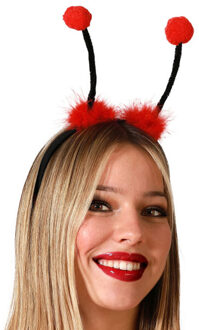 Atosa Verkleed diadeem lieveheersbeestje/Aliens sprieten - zwart/rood - meisjes/dames - Carnaval