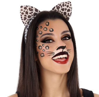 Atosa Verkleed diadeem luipaard/panter/katten oren/oortjes - meisjes/dames - Carnaval Bruin