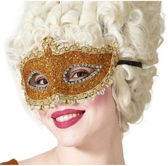 Atosa Verkleed gezichtsmasker Venetiaans - goud glitters - volwassenen - Carnaval/gemaskerd bal