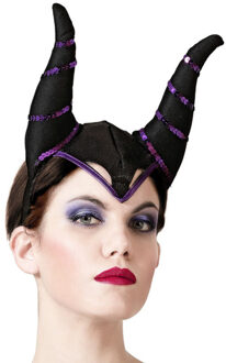 Atosa Verkleed haarband/hoofdband met hoorns - zwart - meisjes/dames - Evil queen/Halloween/Medusa