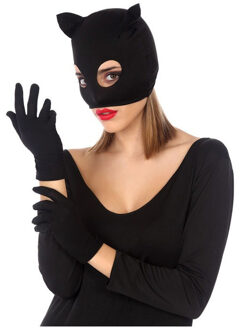 Atosa Verkleed handschoenen voor dames - polyester - zwart - one size - kort model
