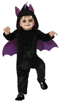 Atosa Verkleed pakje voor peuters - vleermuis - zwart/paars - carnaval/Halloween verkleedkleding 12-24 maanden (80-92)