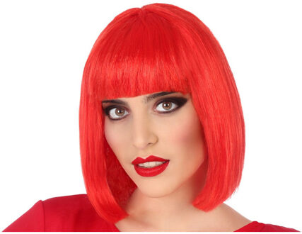 Atosa Verkleed pruik - dames Bobby Jean - rood - half lang haar - boblijn/seventies/eighties