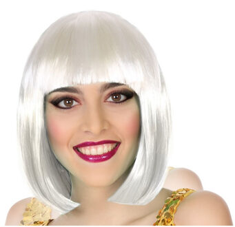 Atosa Verkleed pruik - dames Bobby Jean - wit - half lang haar - boblijn/seventies/eighties