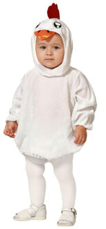 Atosa Verkleed set voor peuters - kippetje - wit - 2-delig - carnaval verkleedkleding 12-24 maanden (80-92)