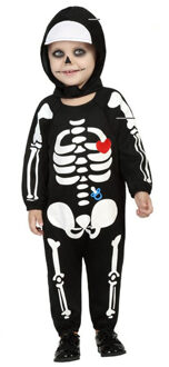 Atosa Verkleed set voor peuters - skelet - zwart - 2-delig - carnaval/Halloween verkleedkleding