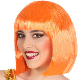 Atosa Verkleedpruik voor dames half lang haar - Oranje - Bob lijn - Carnaval/party Rood